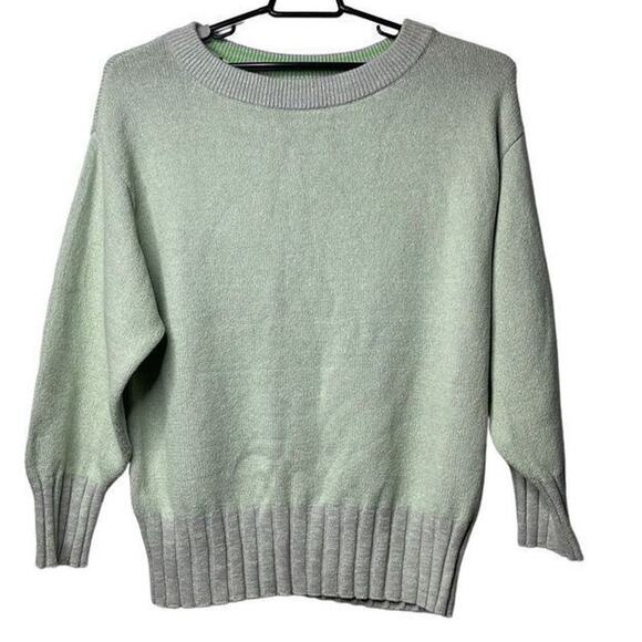 Free People‎ Street Fair Tunic Lime Grey Combo Oversized Sweater XS New - Picture 12 of 15